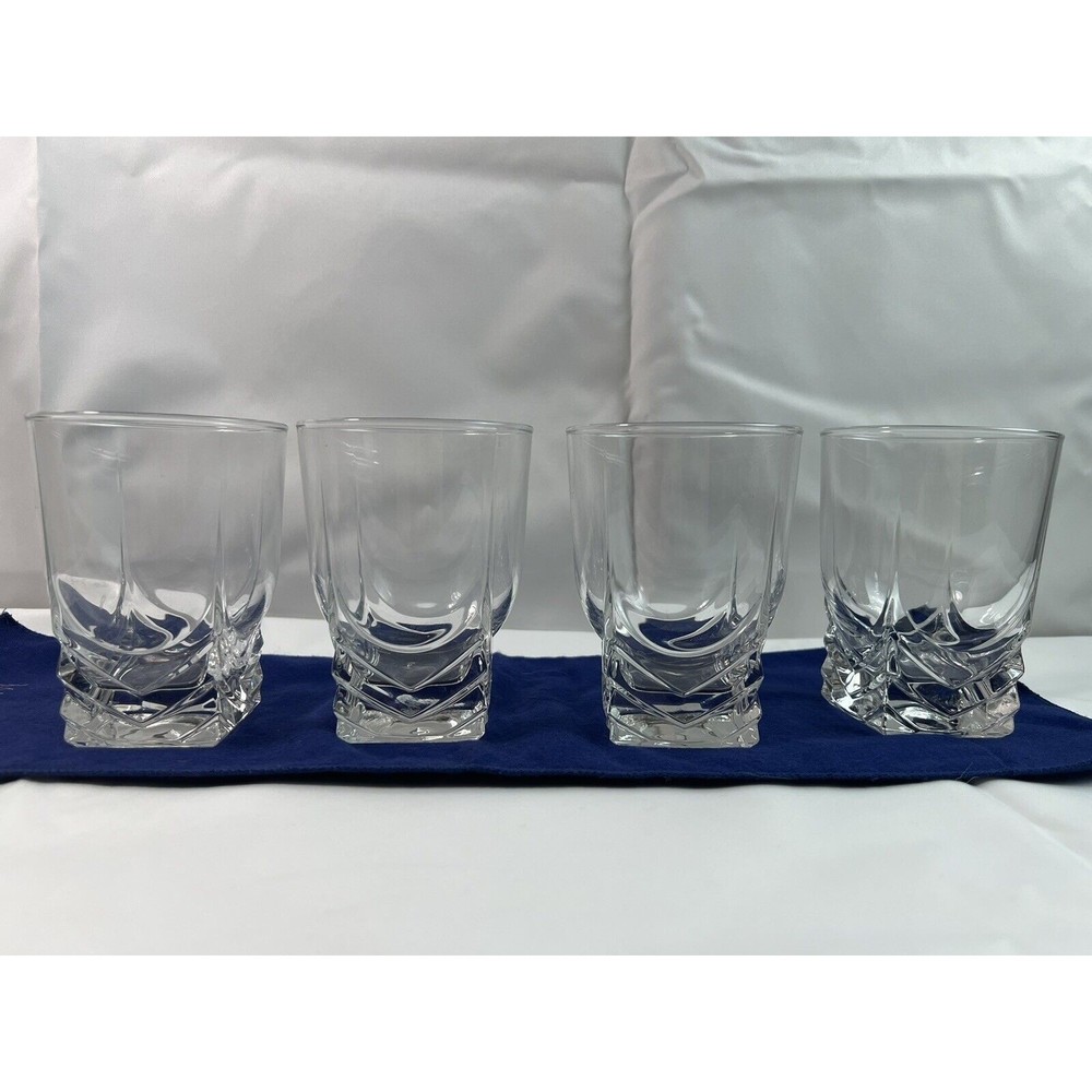 Set of 4 Bormioli Rocco Brillante Double Old‎ Fashioned Glasses 4 1/2”x 3 3/8”
